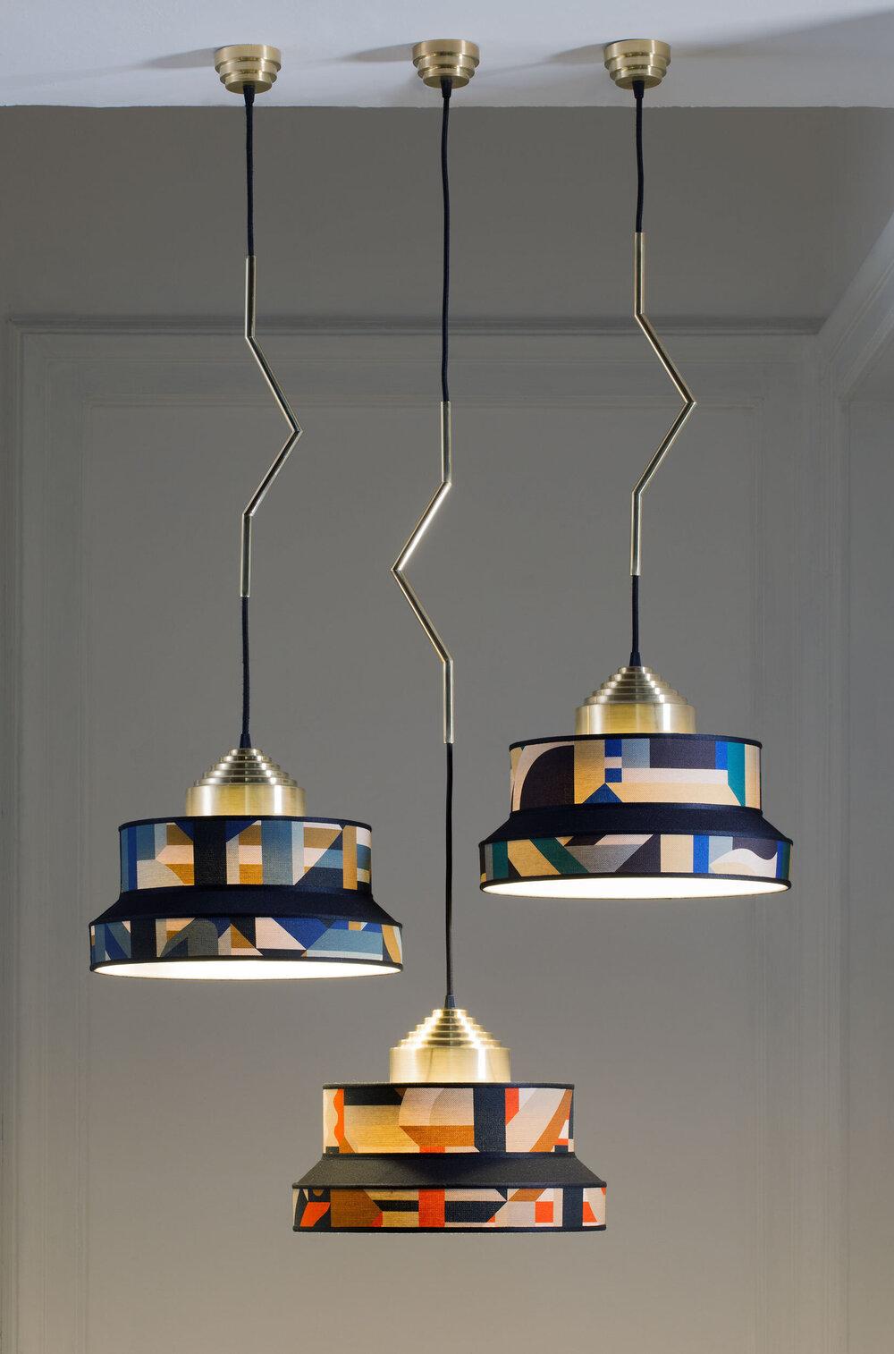 Italian Jacquard Rust Aperitivo Pendant Lamp by Servomuto For Sale