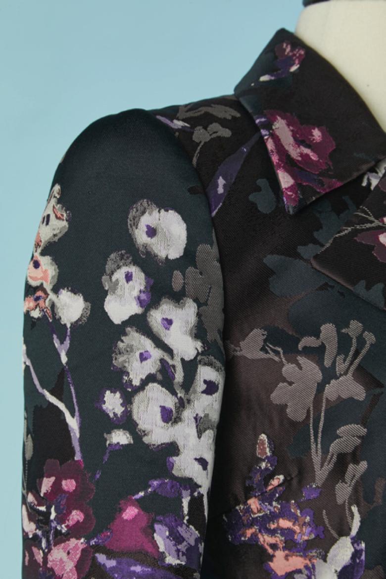 Abrigo de jacquard de botonadura sencilla con estampado de flores ZUHAIR MURAHD Negro en venta