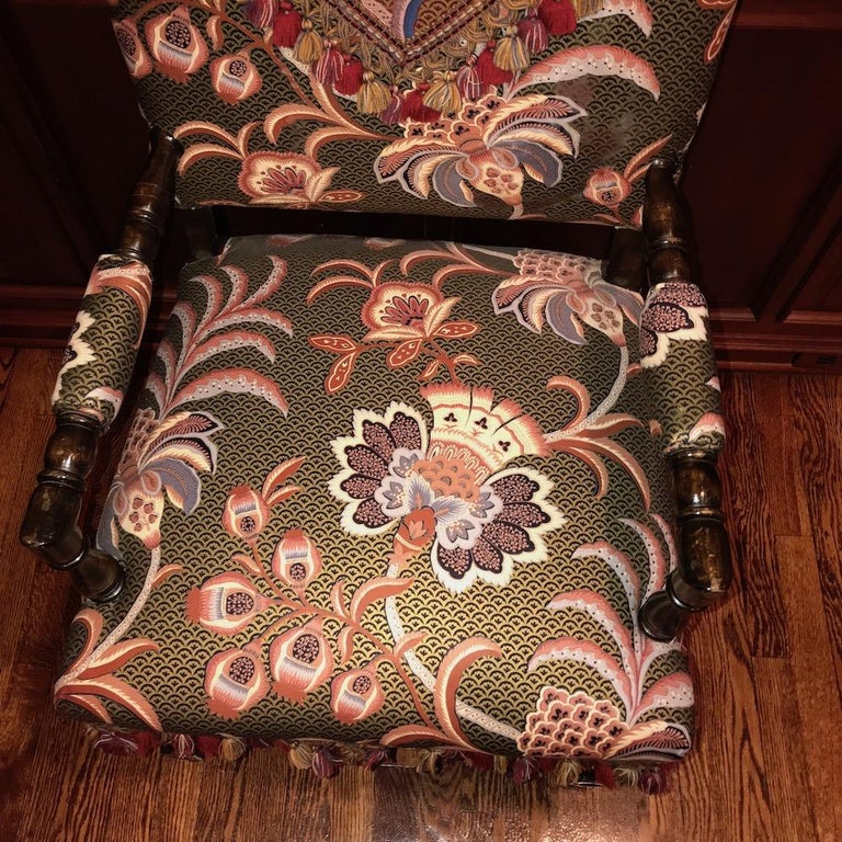 Jacquard Style Mahogany Dining Chairs For Sale at 1stDibs