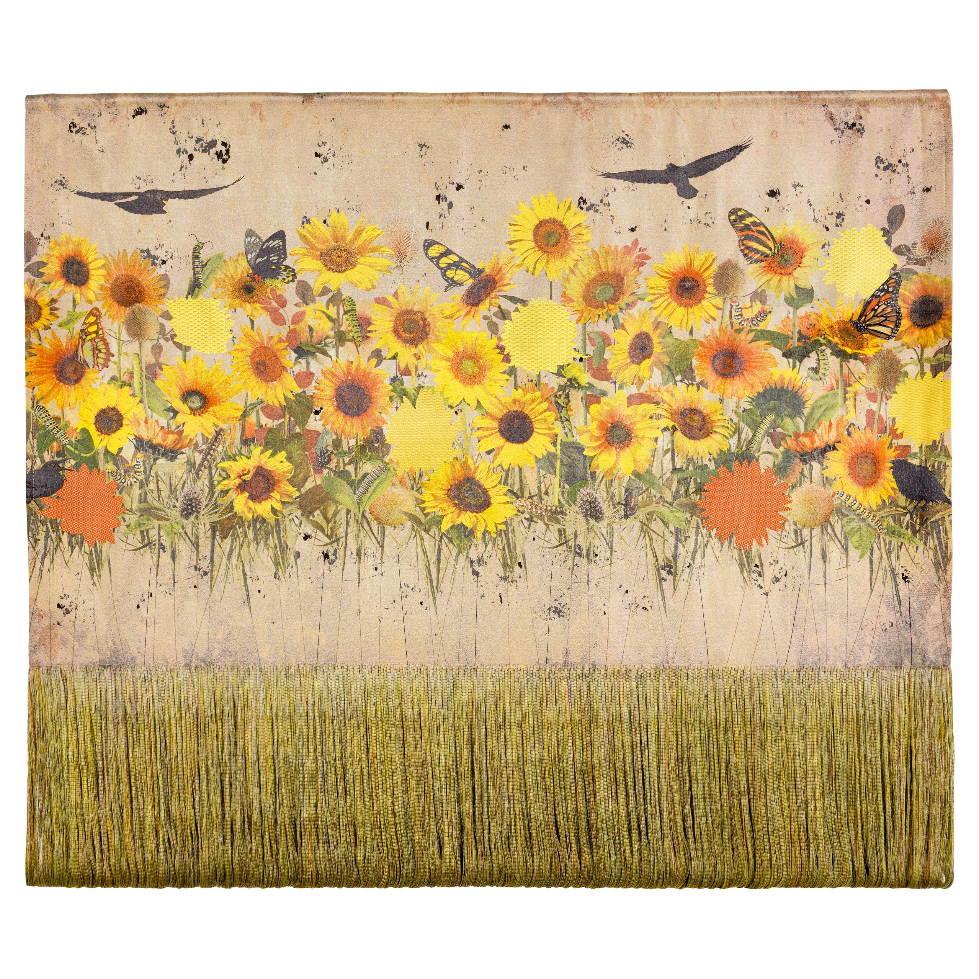 Jacquard-Wandteppich, Zeitgenössische Wandkunst, Neugierige Raupe, Tjitske Storm