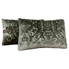 Jacquard Velvet Arabesque Medallion Accent Pillows in Sage Green - a pair 