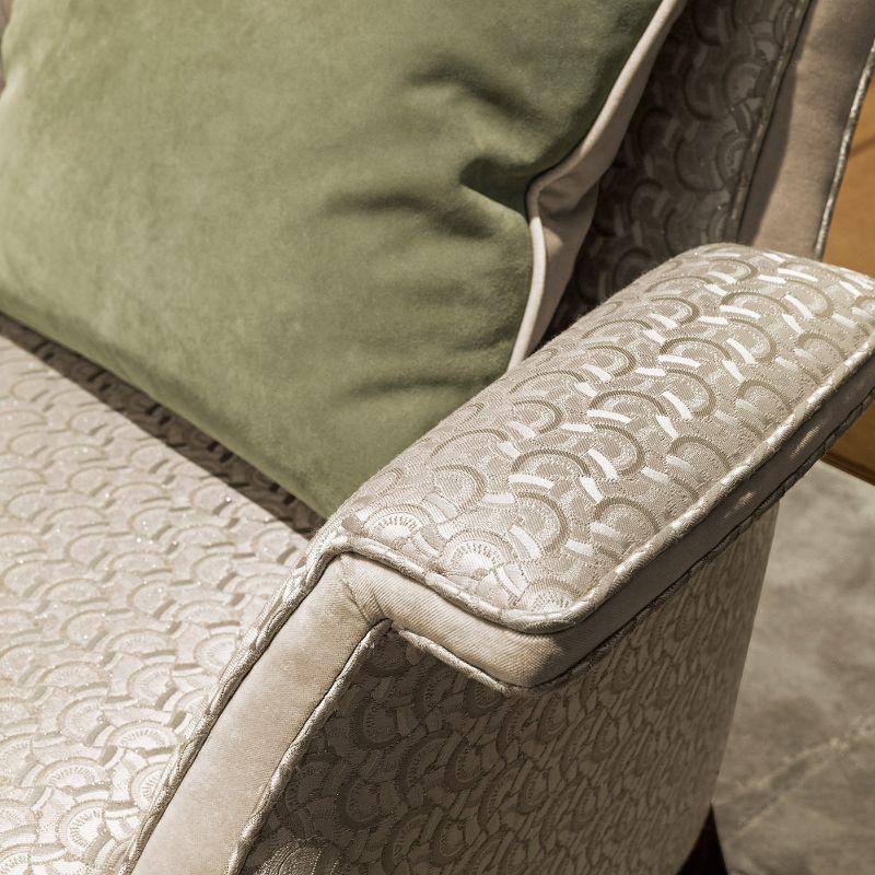 Italian Jacquard Velvet Armchair For Sale