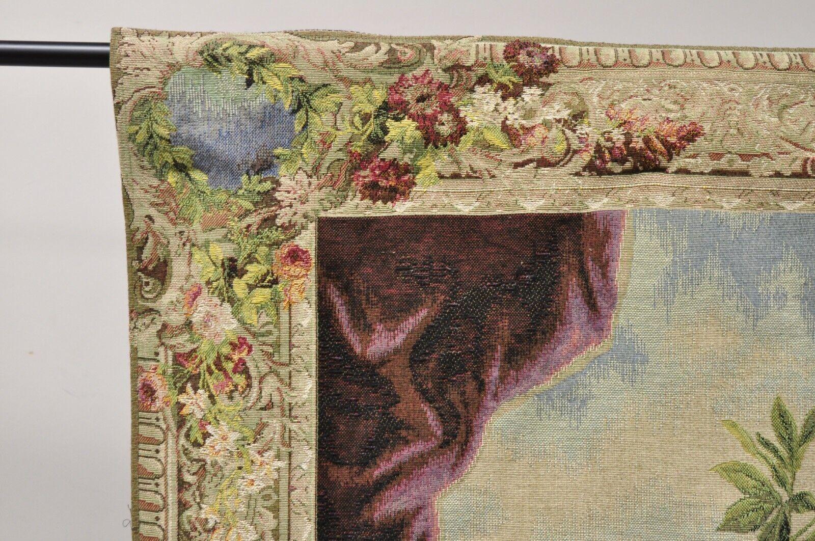 Contemporary Jacquard Woven French Wall Tapestry Still Life Flowers & Mandolin by J&D For Sale