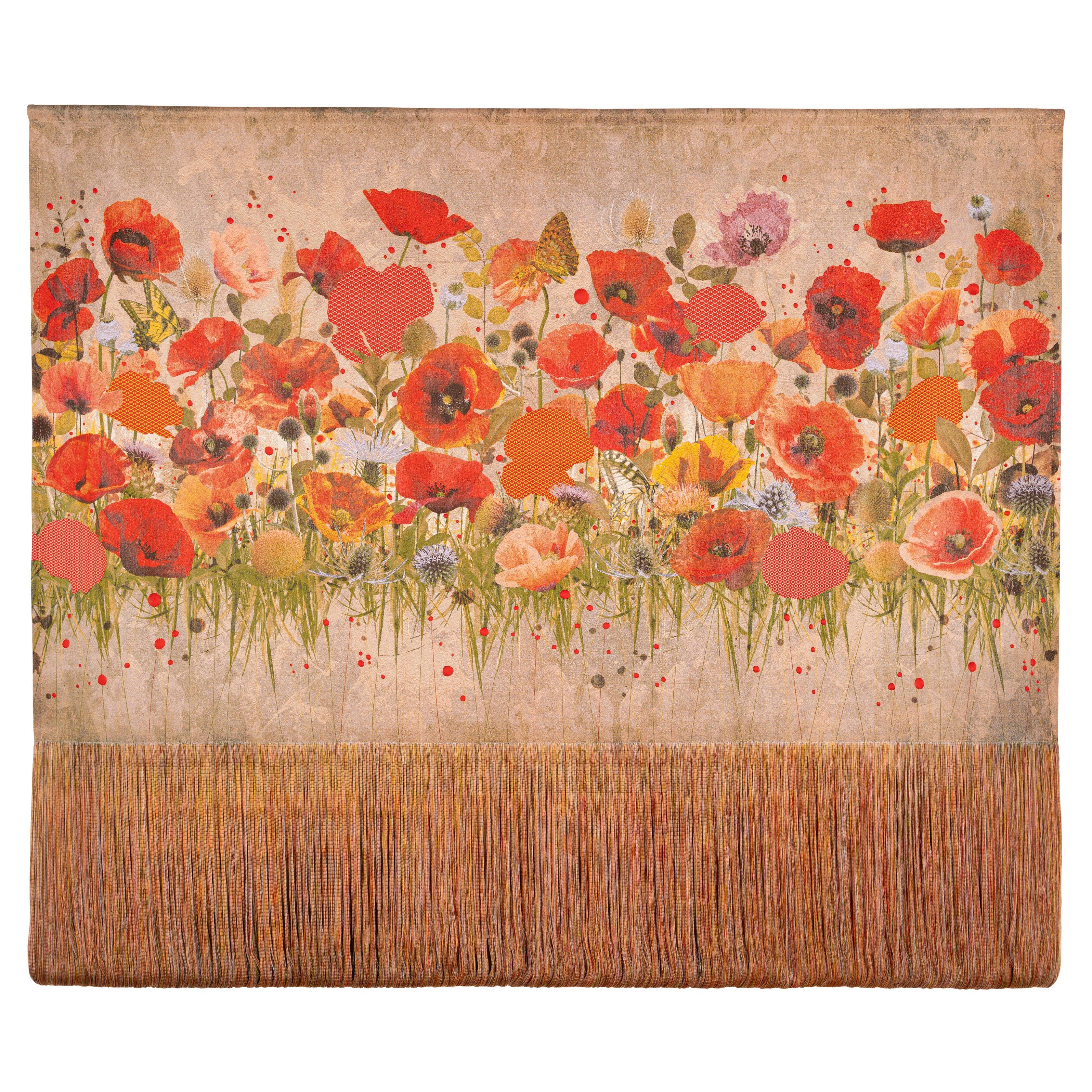 Jacquardgewebter Wandteppich, Zeitgenössische Wandkunst, Tall Poppy, Tjitske Storm