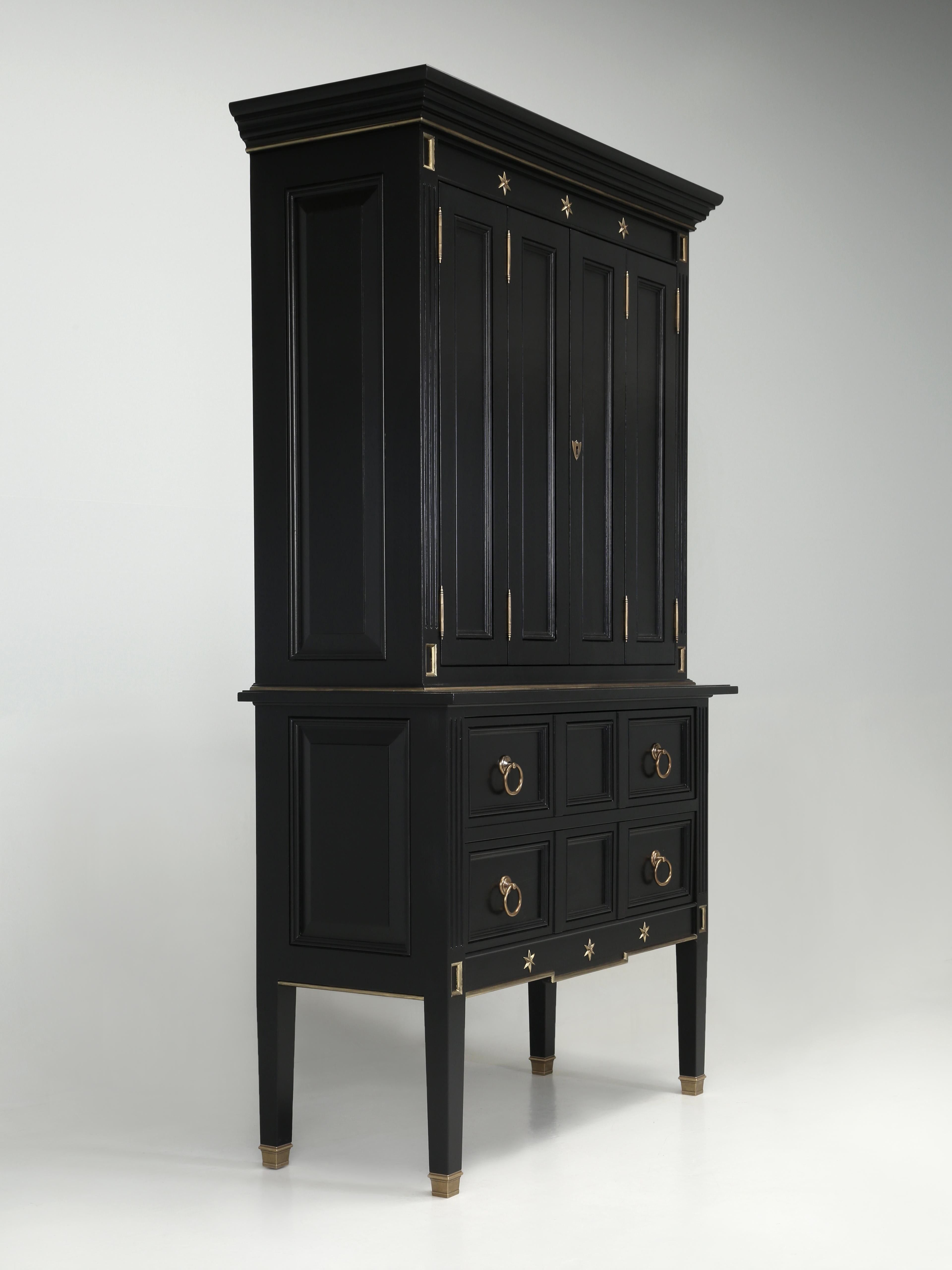 Custom made to order from the Old Plank Collection of furniture in your specific dimensions and specifications a high-quality cabinet inspired by the famous French designer Jacques Adnet. This is a design that we have been producing for decades and
