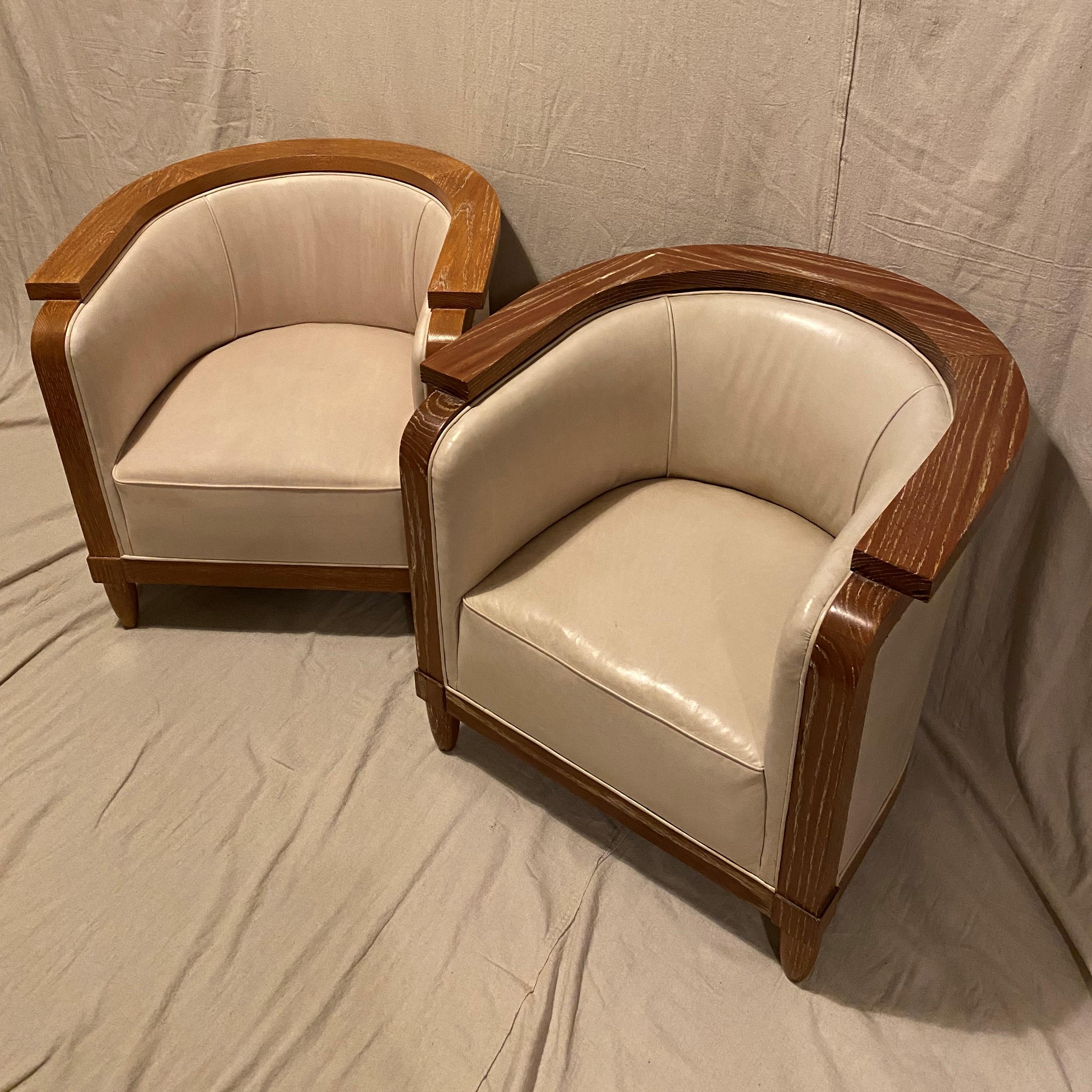 Cerused Jacque Adnet Small Scale Lounge Chairs