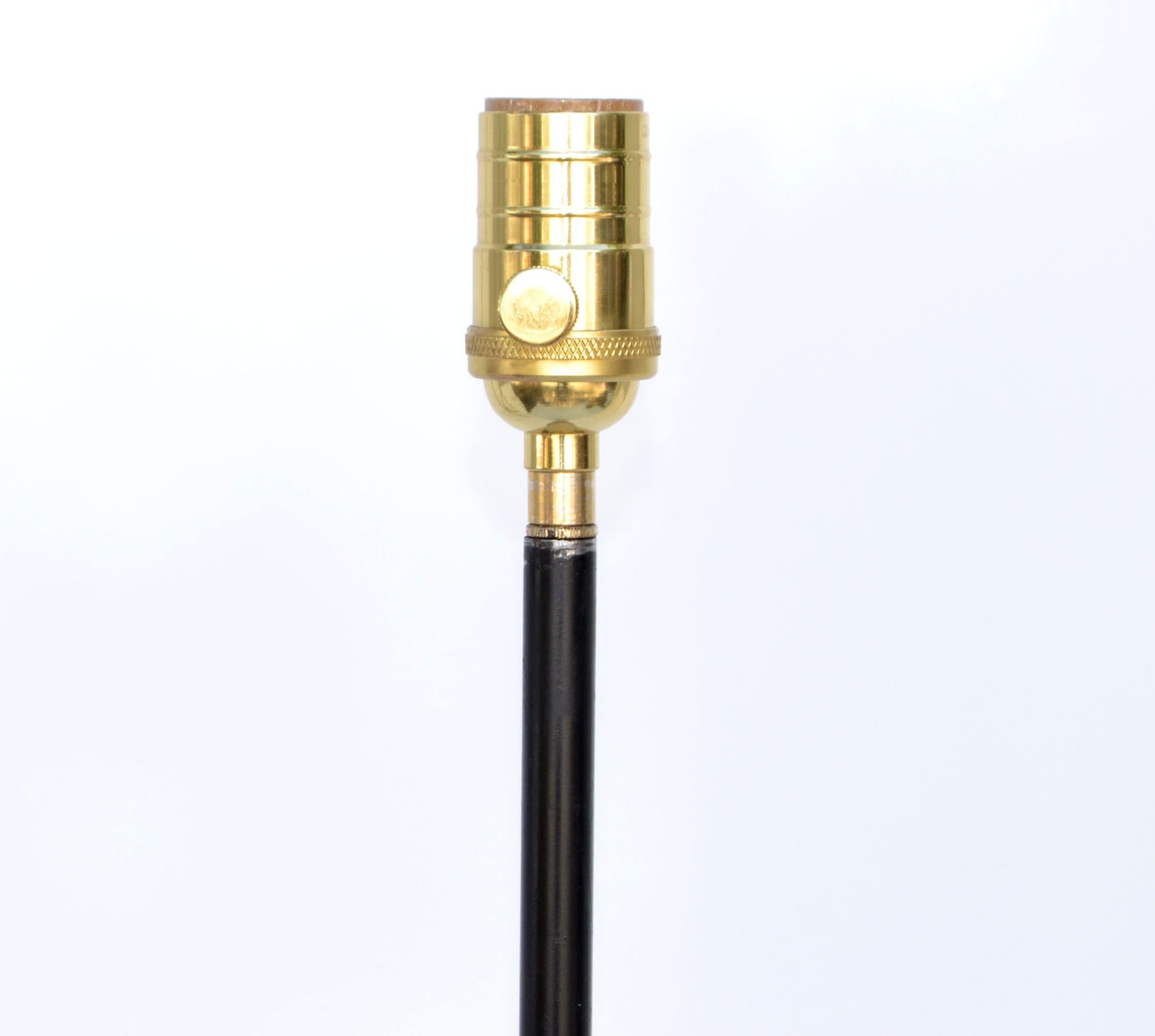 Jacque Adnet Style Brass &  Black Iron Floor Lamp France 1950 Mid-Century Modern For Sale 5