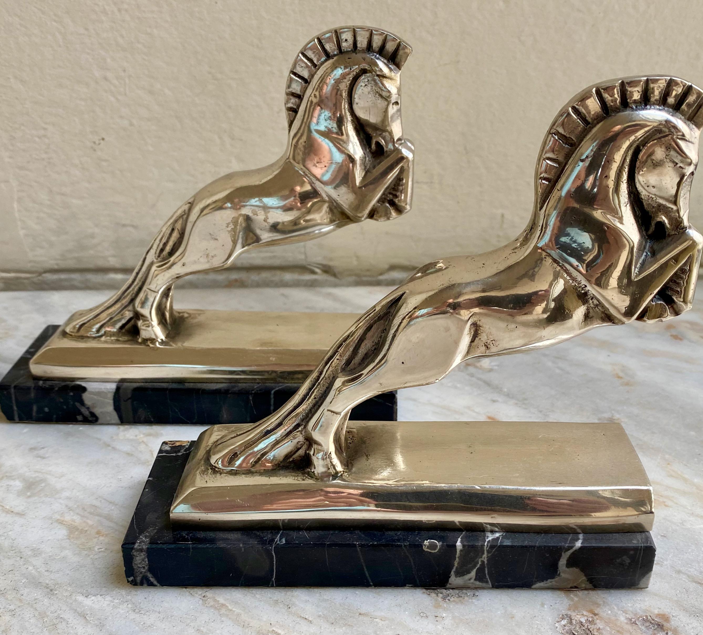 Jacque Cartier French Art Deco Horse Bookends Bronze Sculpture 7