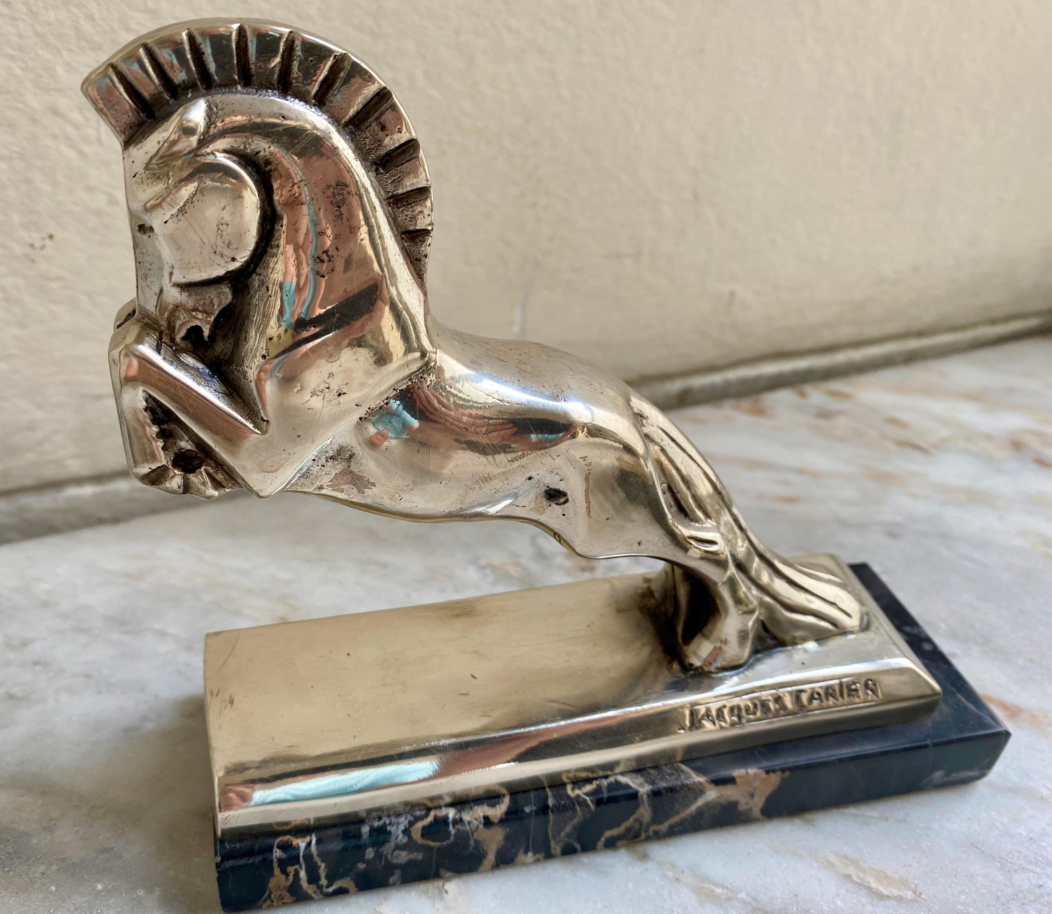 Mid-20th Century Jacque Cartier French Art Deco Horse Bookends Bronze Sculpture