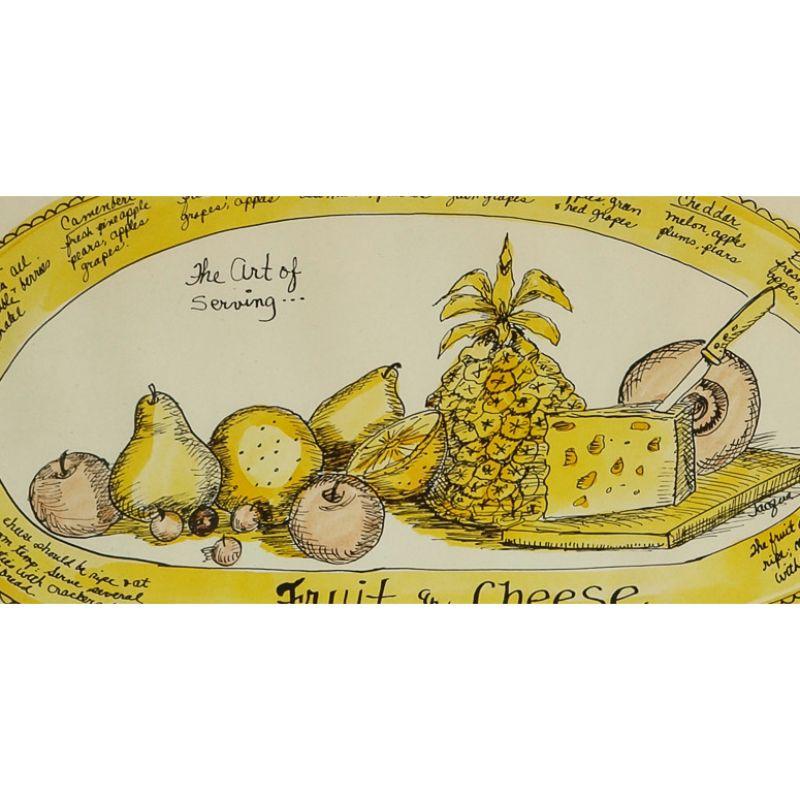 Framed print by Jacque c1968 depicting the art of serving fruit and 10 varieties of cheese

Print Sz: 7 1/2