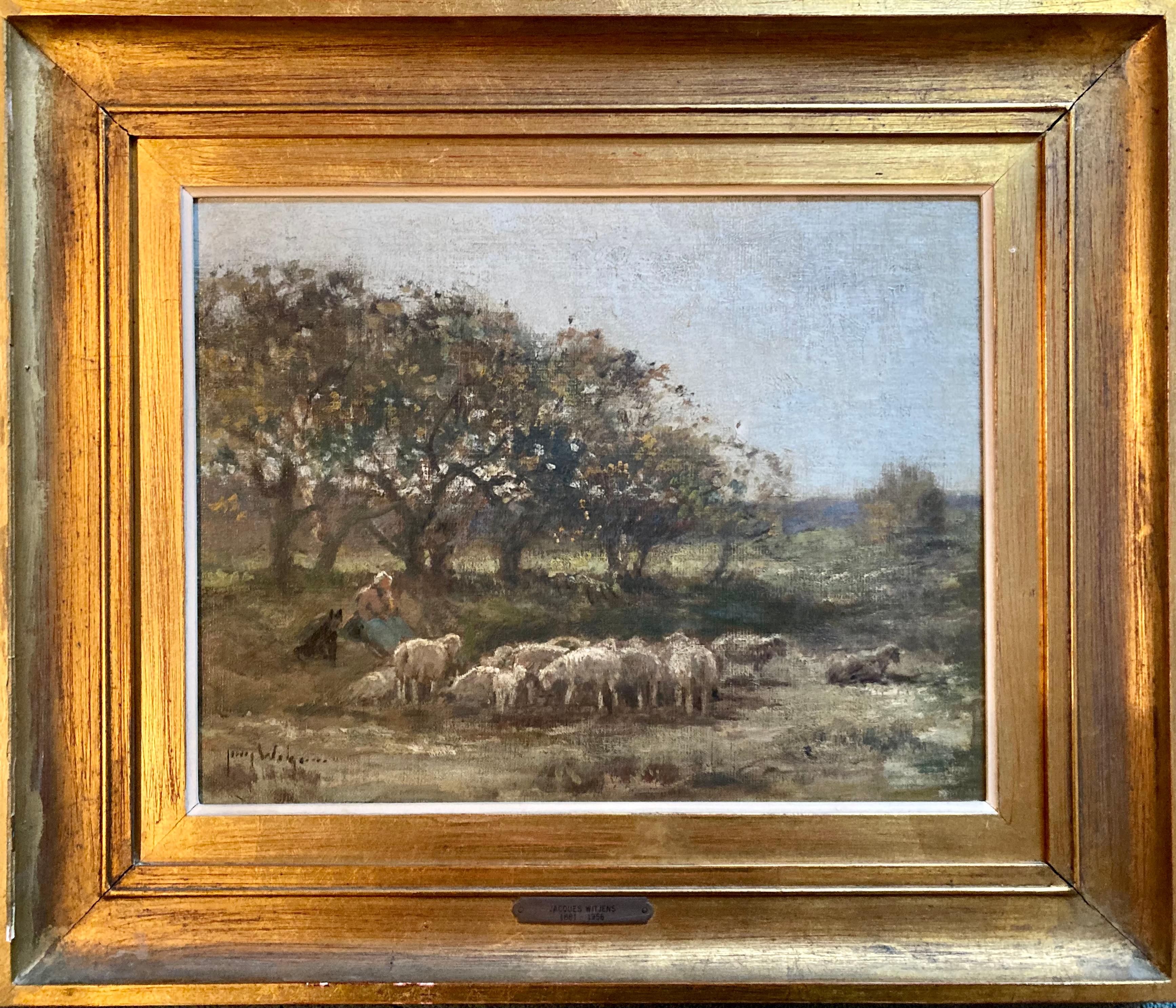 "Sheeps in Field" - Painting by Jacque Witjens