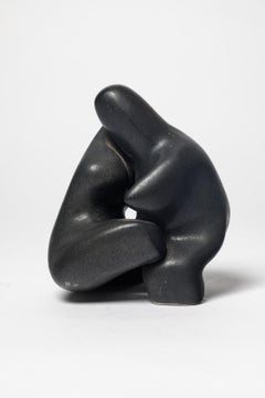 Jacqueline and Tim Orr black ceramic porcelain sculpture couple circa 1980