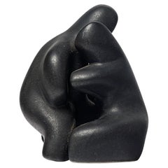 Jacqueline and Tim Orr black ceramic porcelain sculpture couple circa 1980
