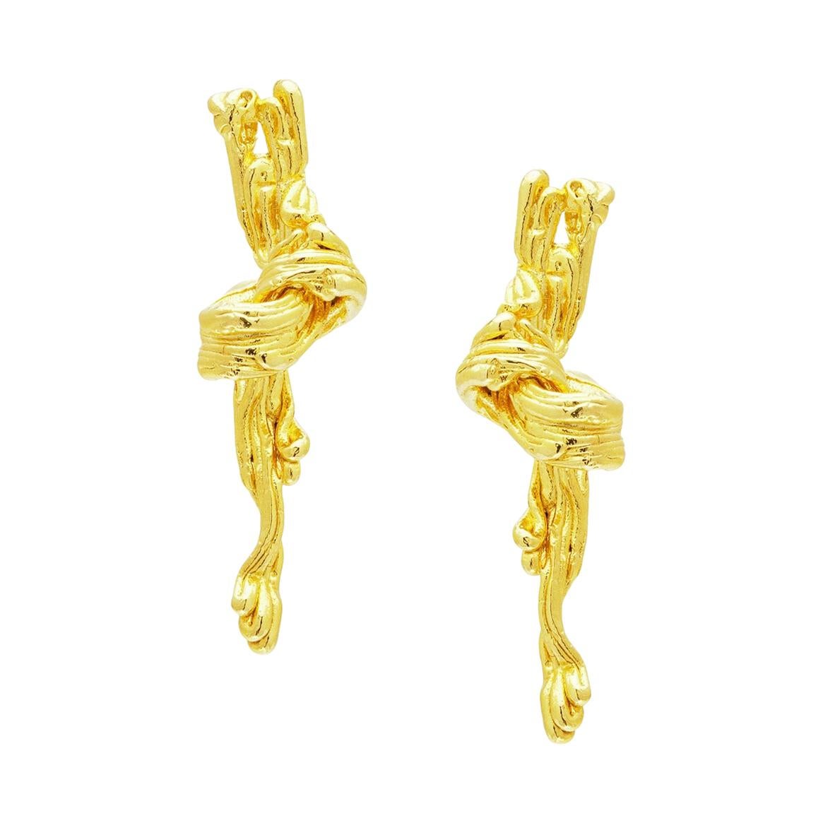 Barbosa 18k Recycled Gold "Knot" Stud Earrings For Sale