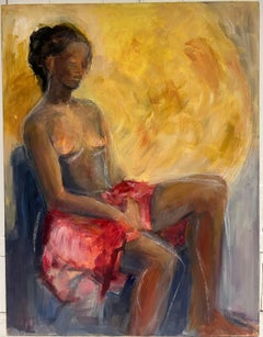 20th Century French Modernist Oil Painting Female Nude Posing for Artist