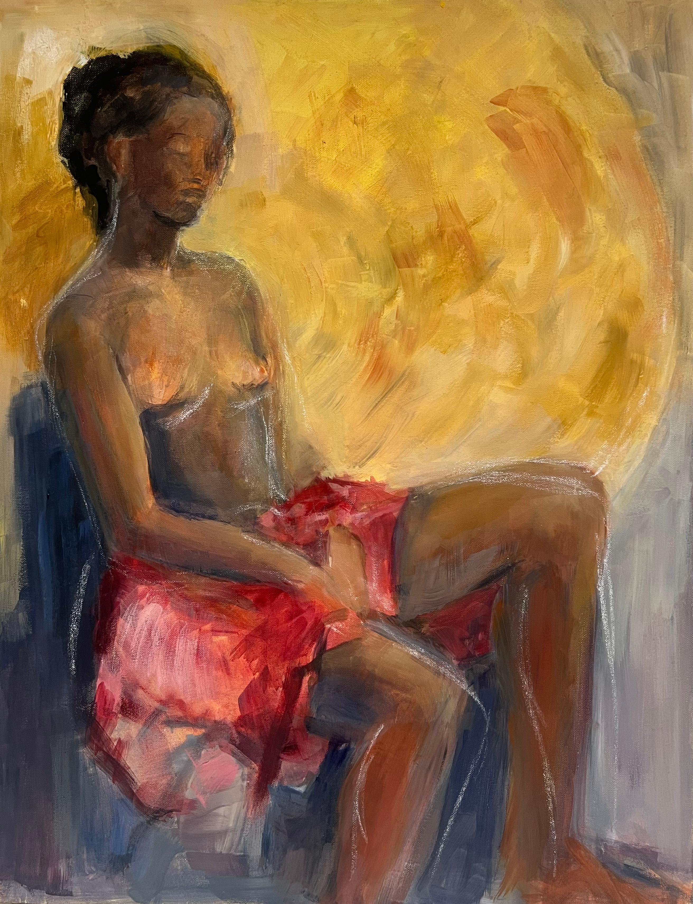 20th Century French Modernist Oil Painting Female Nude Posing for Artist