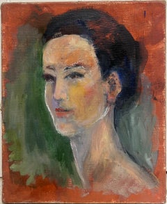 20th Century French Modernist Oil Painting Head & Shoulders Portrait Sketch