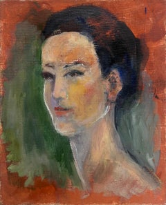 20th Century French Modernist Oil Painting Head 
Shoulders Portrait Sketch