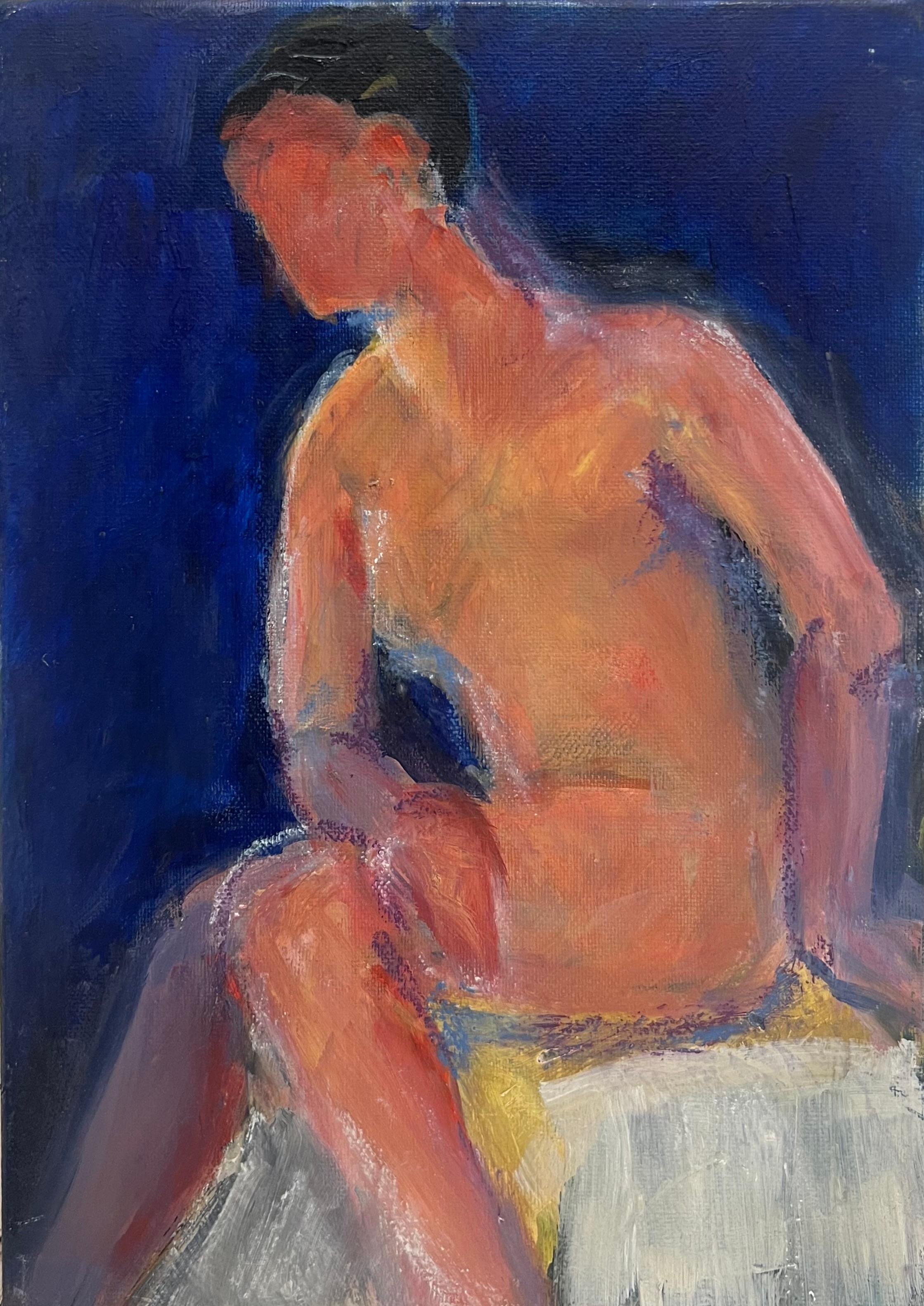 20th Century French Modernist Oil Painting Nude Woman Seated