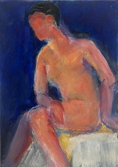 20th Century French Modernist Oil Painting Nude Woman Seated