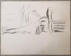 20th Century French Modernist Pastel Nude Female Sketch