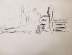 20th Century French Modernist Pastel Nude Female Sketch