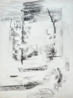 Abstract Interior Forms French Modernist Charcoal Drawing