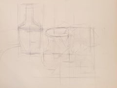 Abstract Still Life Artists Pencil Sketch 20th Modernist Century Drawing