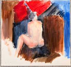 Rückenansicht Akt Frau in kräftiger Farbe Innenraum Französisch Modernist Ölgemälde