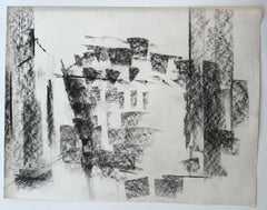 Black and White Abstract Architectural Interior French Modernist Charcoal