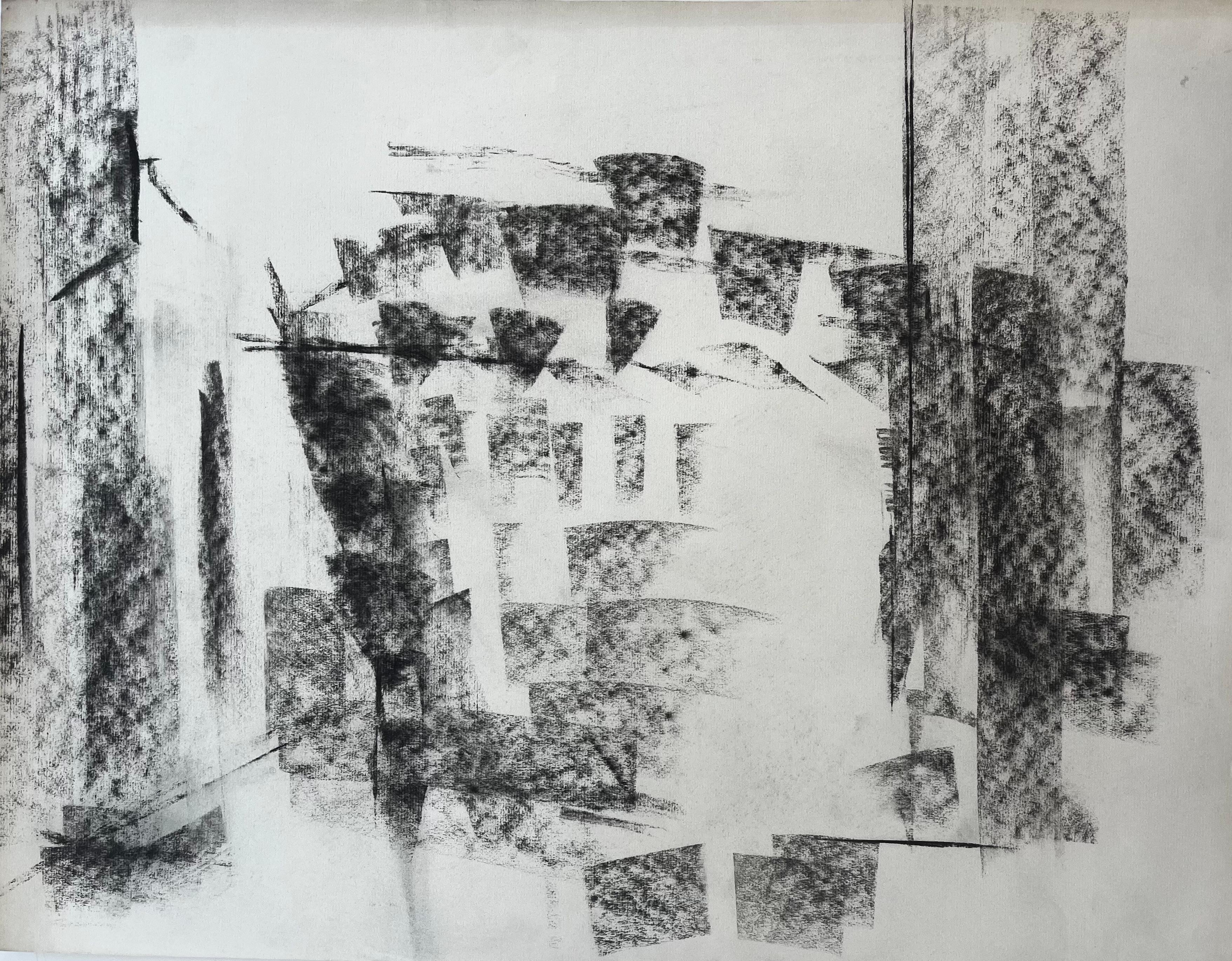 Still-Life Jacqueline Boisselot - Abstrait en noir et blanc, architecture d'intérieur, modernisme français, anthracite