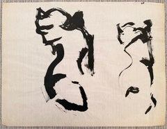 Black Ink Abstract Modernist 20th Century French Painting