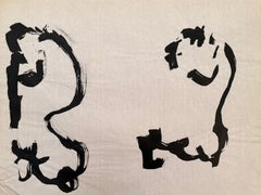 Black Ink Abstract Modernist 20th Century French Painting