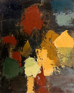 Bold Solid Colour Abstract French Modernist Oil Painting
