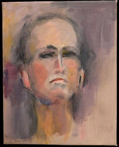 Expressive Portrait of a Blushed Cheek Figure Modernist Oil Painting