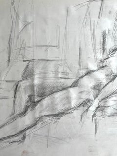 French Modernist Reclining Female Nude Pencil Life Drawing