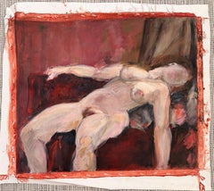 Nude Female Portrait Laying Down 20th Century French Modernist Oil Painting