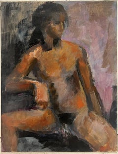 Mujer desnuda en interior morado Pintura al óleo modernista francesa del siglo XX