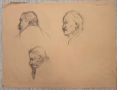 Portrait Homme Esquisse au crayon 20ème siècle Moderniste Dessin