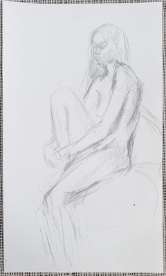 Nudo femminile in posa Schizzo dettagliato a matita Disegno del XX secolo modernista