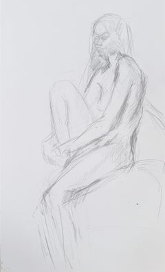 Nudo femminile in posa Schizzo dettagliato a matita Disegno del XX secolo modernista