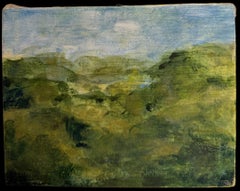 Soft Green Valley Französisch Landschaft Blauer Himmel Impressionist Modernist Ölgemälde