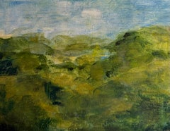 Soft Green Valley Französisch Landschaft Blauer Himmel Impressionist Modernist Ölgemälde
