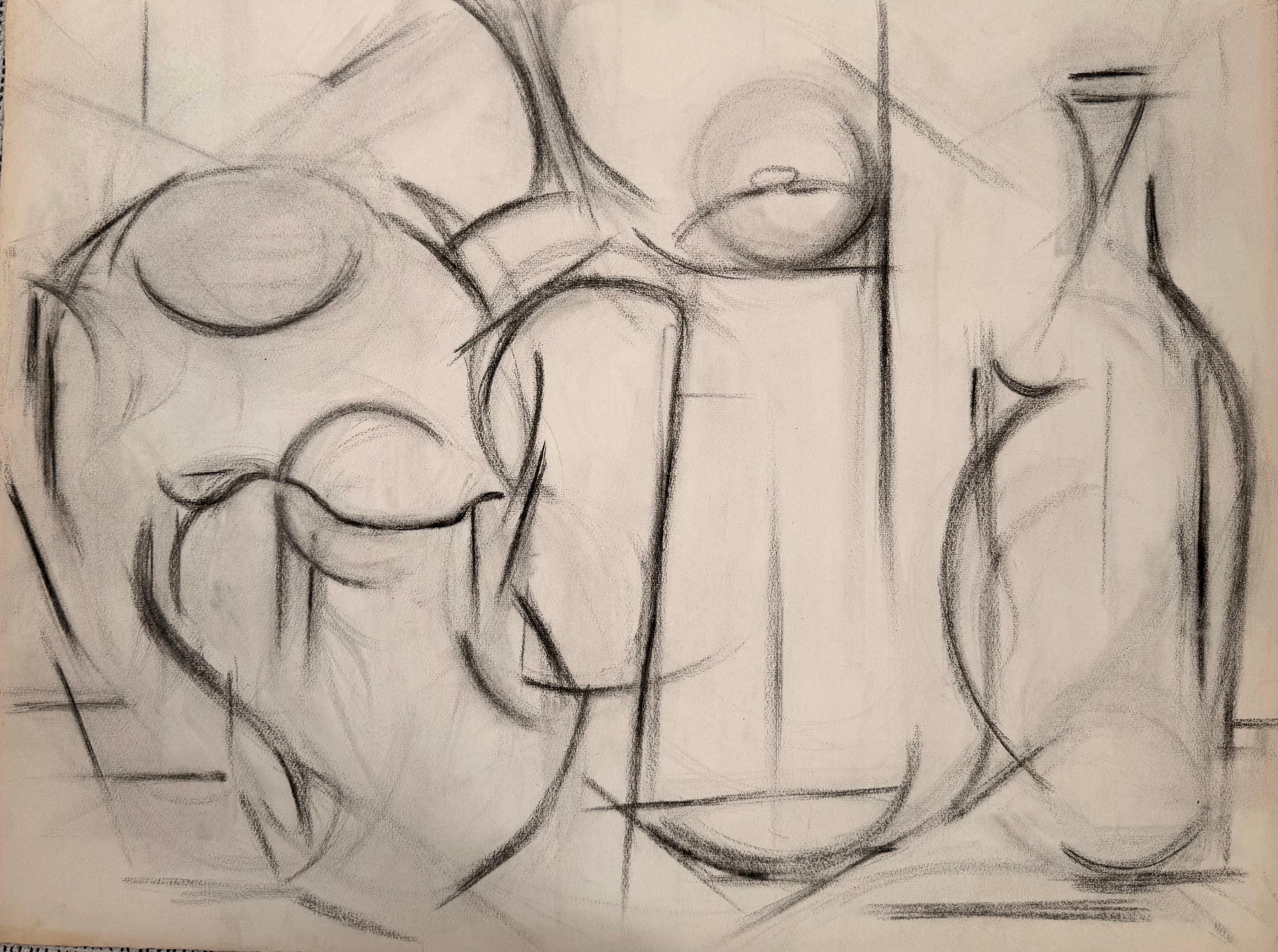 Still Life Jugs and Vases Abstract 20th Modernist Century Drawing