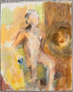 Topless Female Portrait in Orangerie 20th Century French Modernist Oil Painting