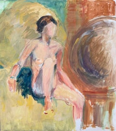 Topless Female Portrait in Orangerie 20th Century French Modernist Oil Painting