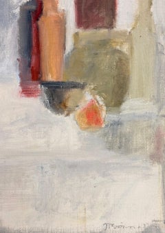 Weißes Interieur Stillleben verschiedene Töne Glasflaschen Modernist Ölgemälde