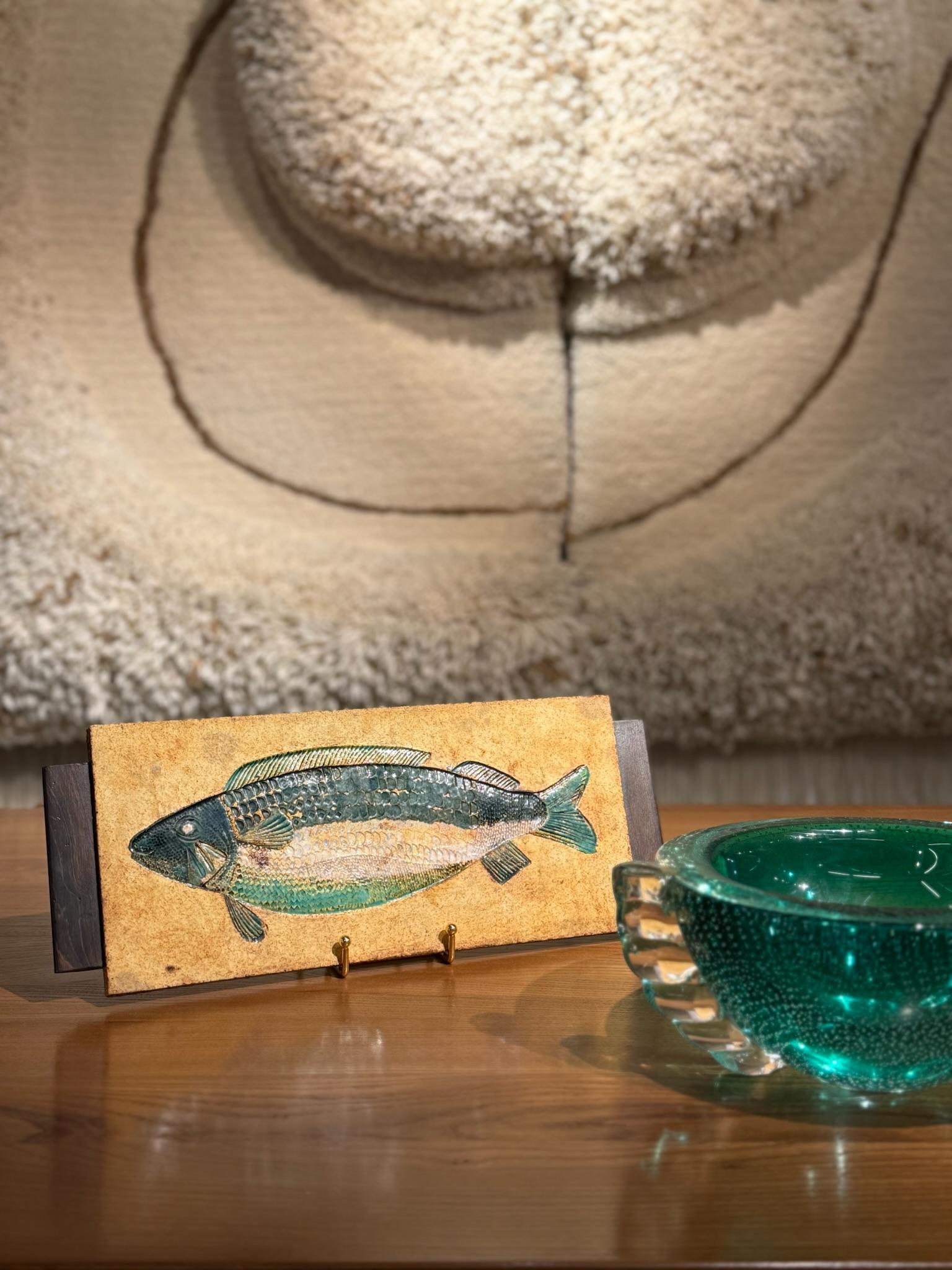 Hand-Carved Jacqueline Capron Ceramic Panel, circa 1960 For Sale