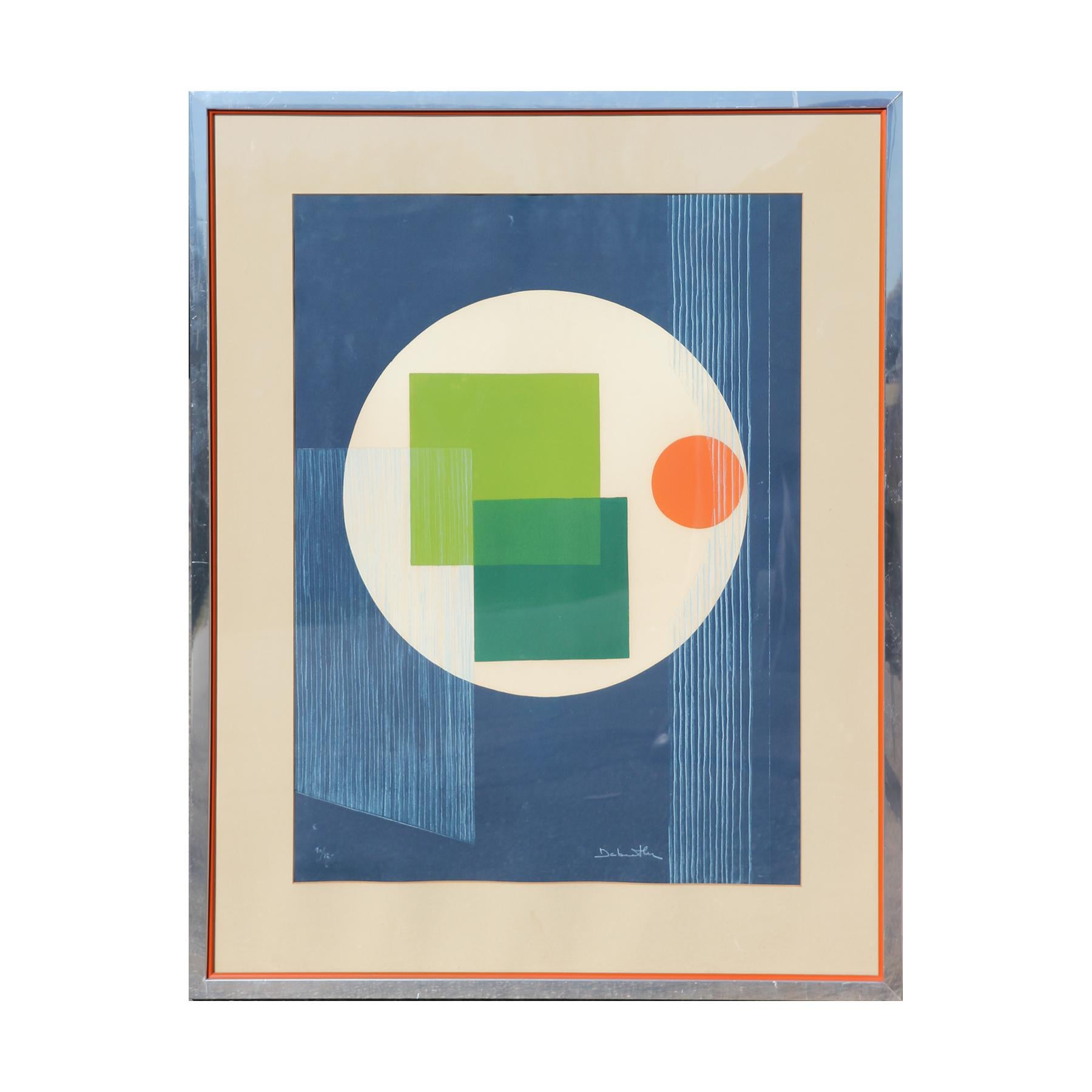 Jacqueline De Butler Abstract Print - Colorful Mid Century Modern Abstract Blue, Green, and Red Print Edition 90/120