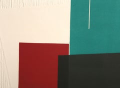 Composition rouge et verte, gravure géométrique abstraite de Jacqueline De Butler